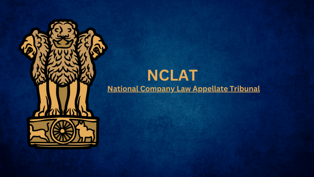 The emblem of India and the text 'National Company Law Appellate Tribunal' on a blue background.